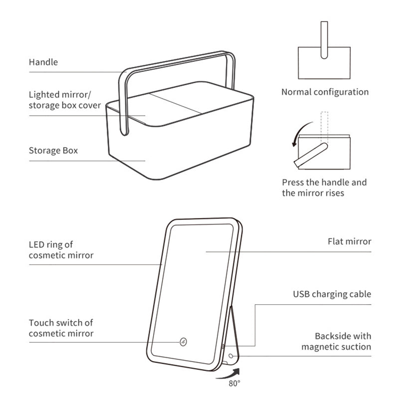 Premium Organiser Makeup Mirrors Box