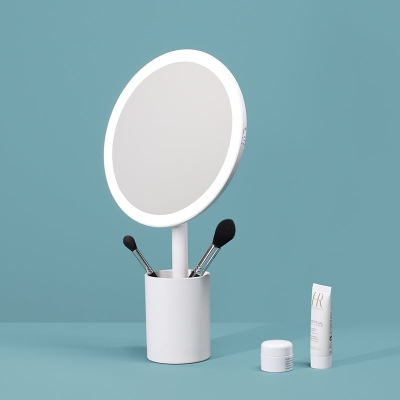 Premium Tabletop Brush Holder LED Circular Makeup Mirror